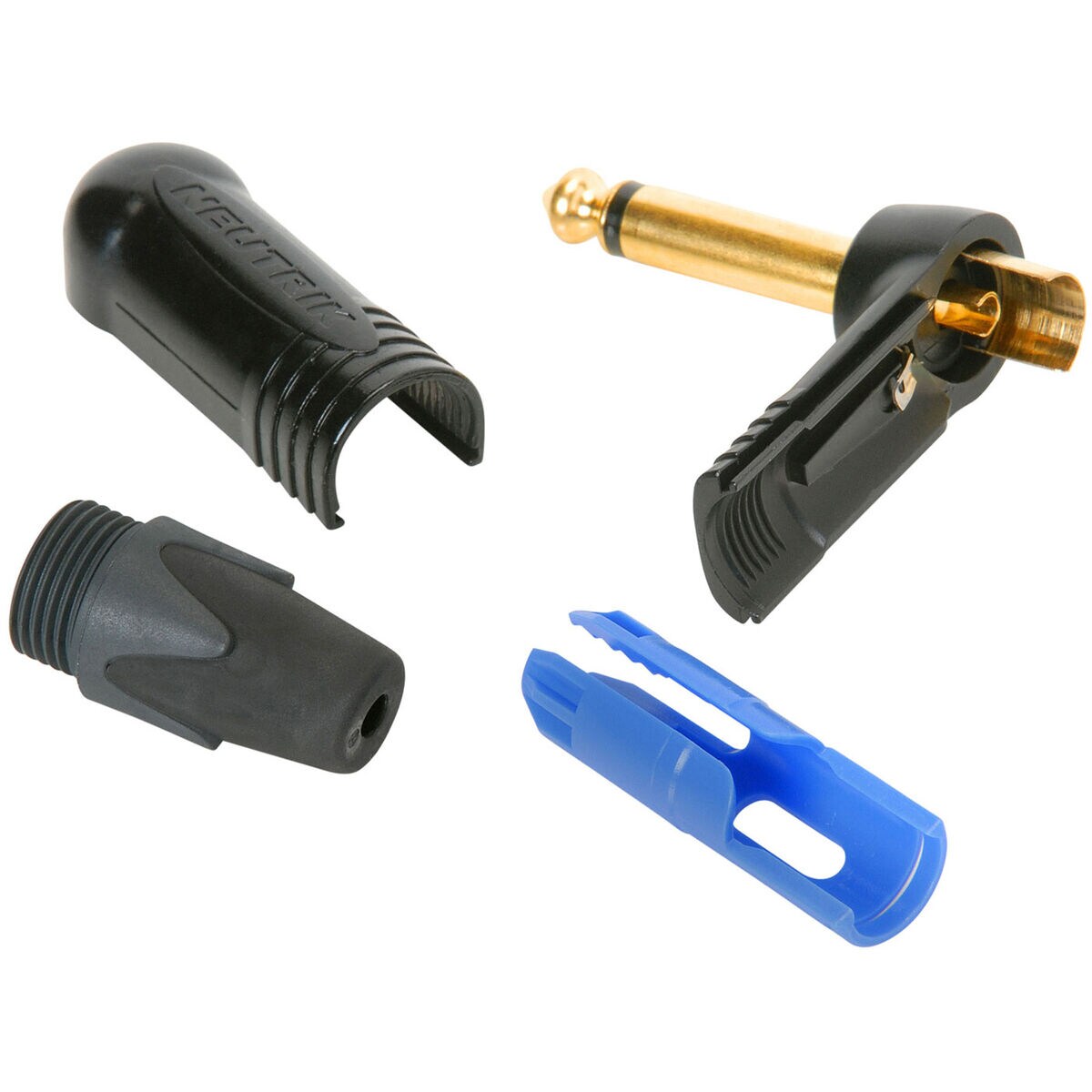 Neutrik NP2RX-B 1/4" Mono Plug Right Angle Black/Gold